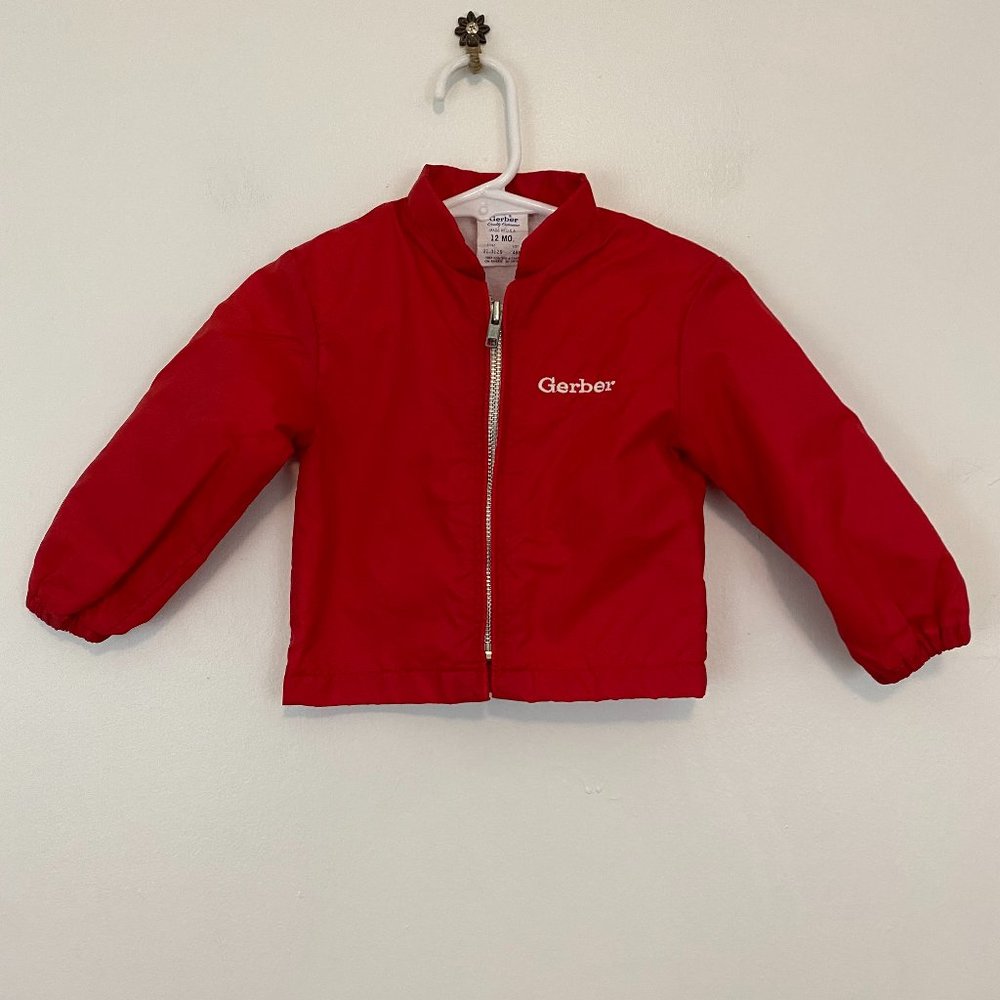 Vintage Gerber Zip Jacket Red Size 12mo Nylon Made in USA